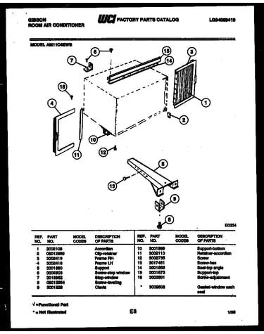 Cabinet and installation parts