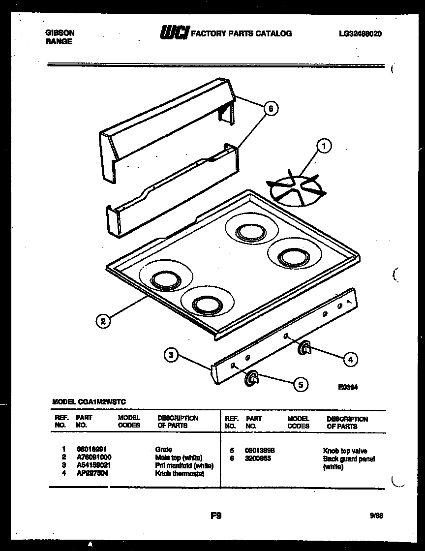 BACKGUARD AND COOKTOP PARTS