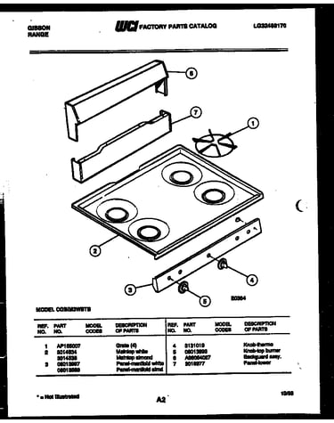 Backguard and cooktop parts