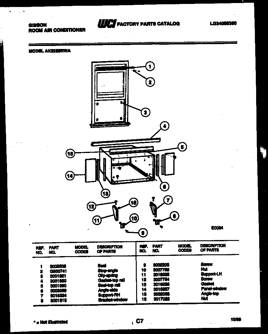 Cabinet and installation parts