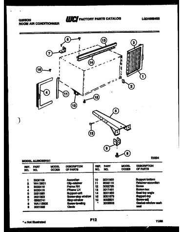 Cabinet and installation parts
