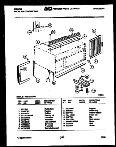 Cabinet and installation parts