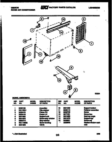 Cabinet and installation parts