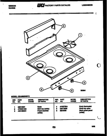 Backguard and cooktop parts