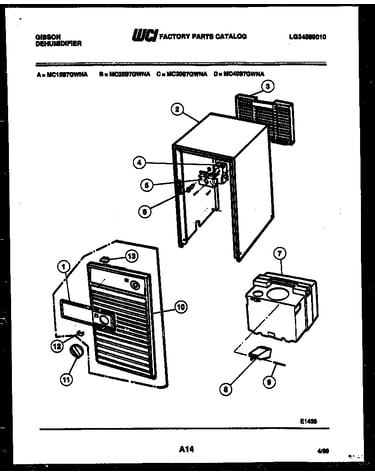Cabinet and control parts