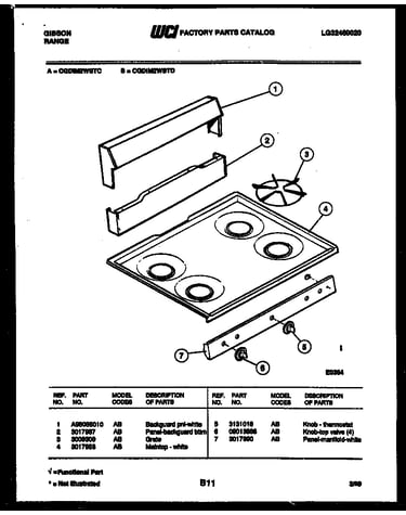 Backguard and cooktop parts