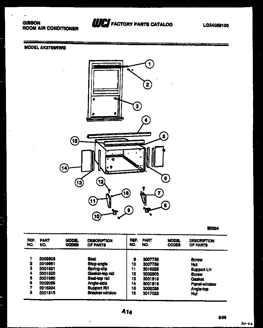 Cabinet and installation parts