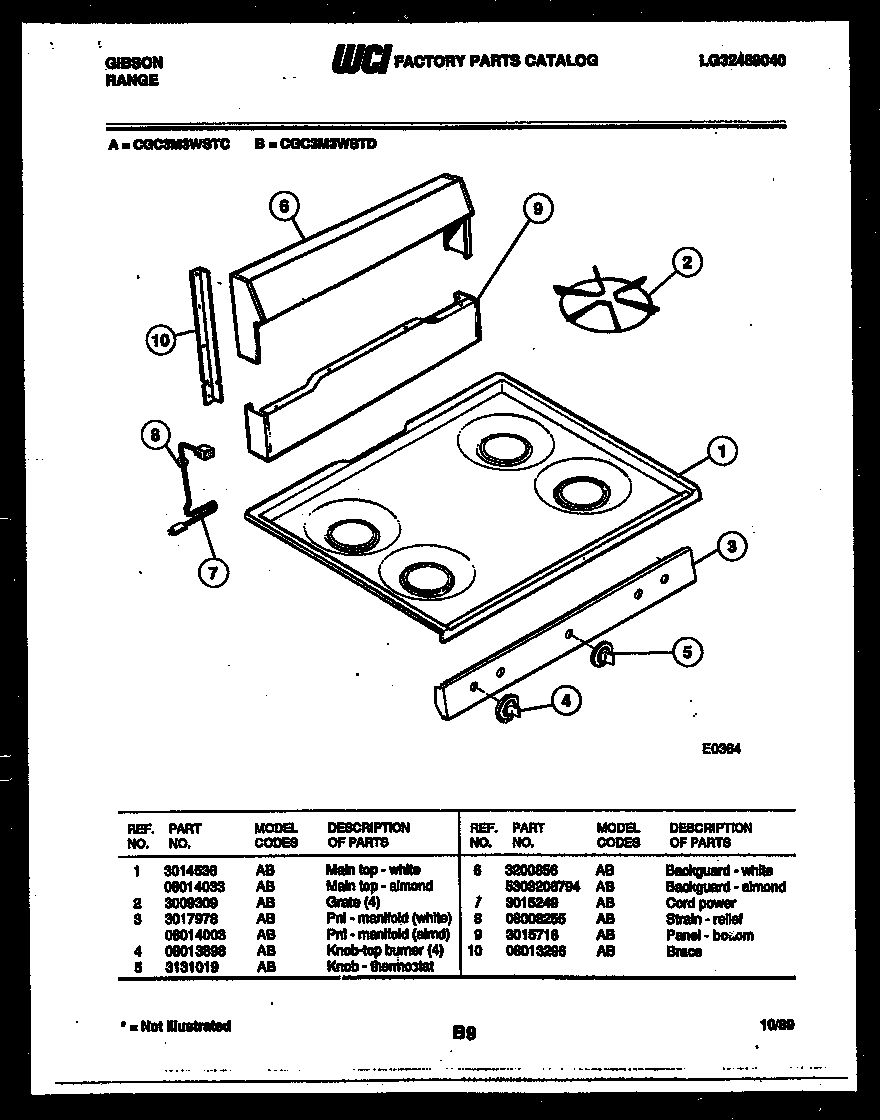 BACKGUARD AND COOKTOP PARTS