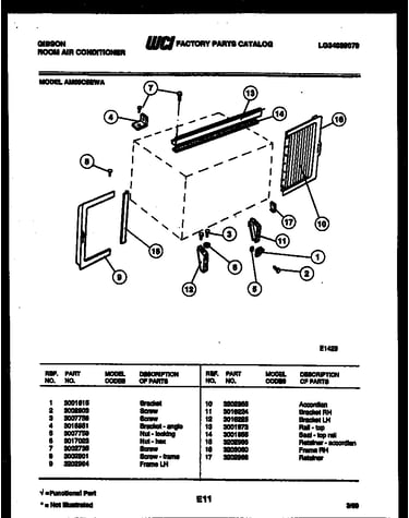 Cabinet and installation parts