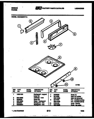 Backguard and cooktop parts