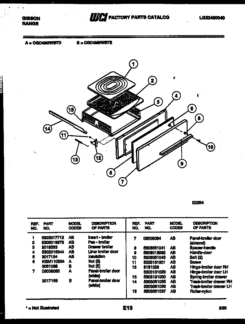 BROILER DRAWER PARTS