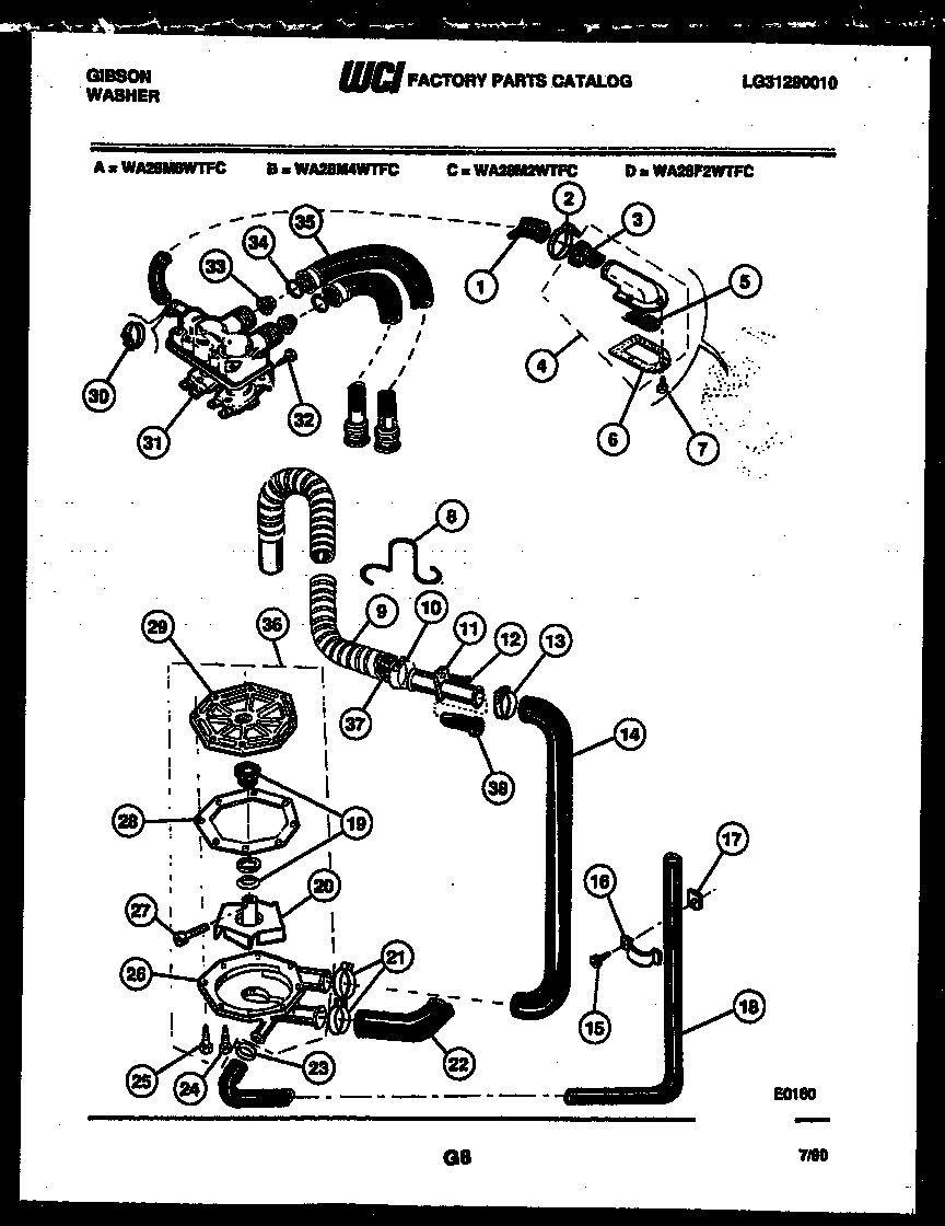 PUMP, WATER VALVE AND WATER INLET