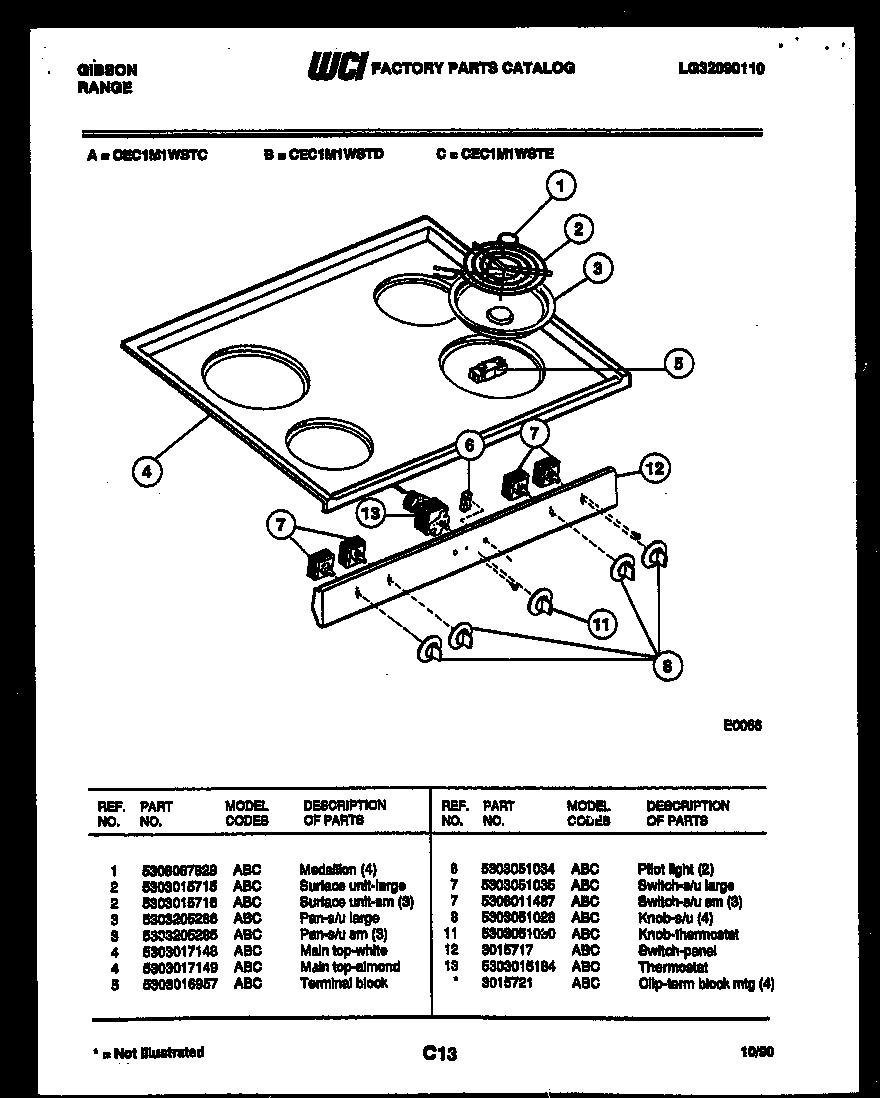 Backguard and cooktop parts