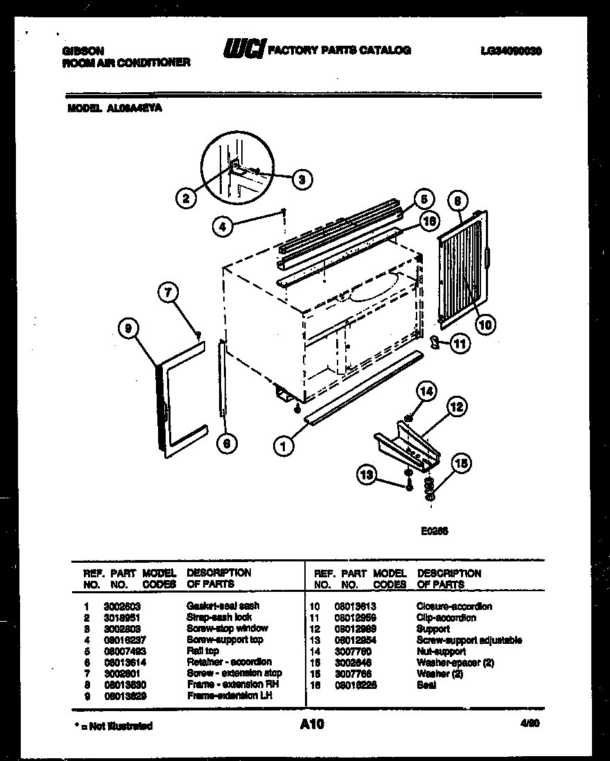 Cabinet and installation parts
