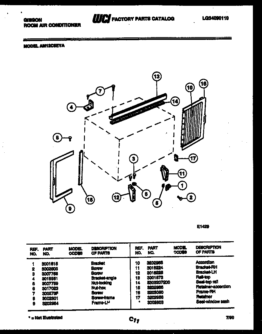 Cabinet and installation parts