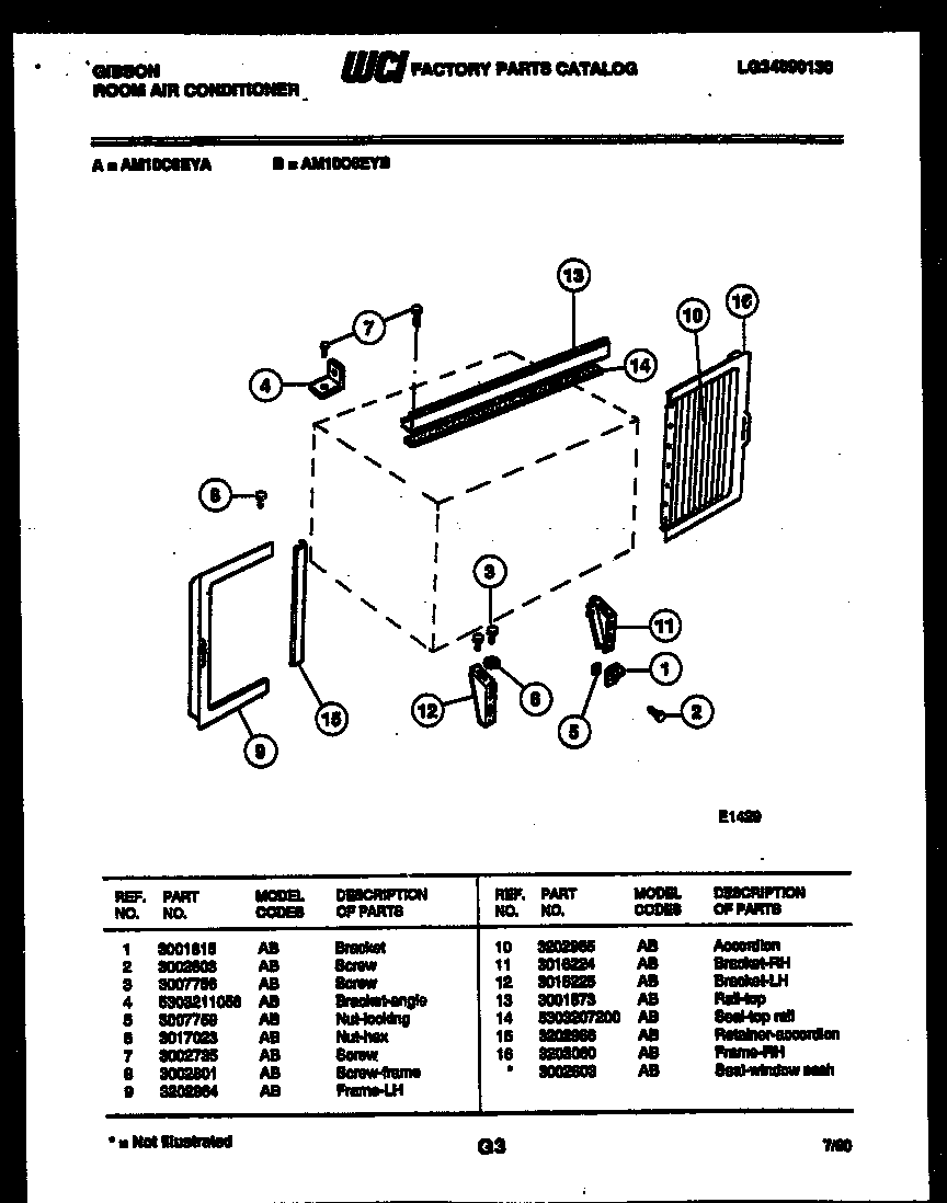 Cabinet and installation parts
