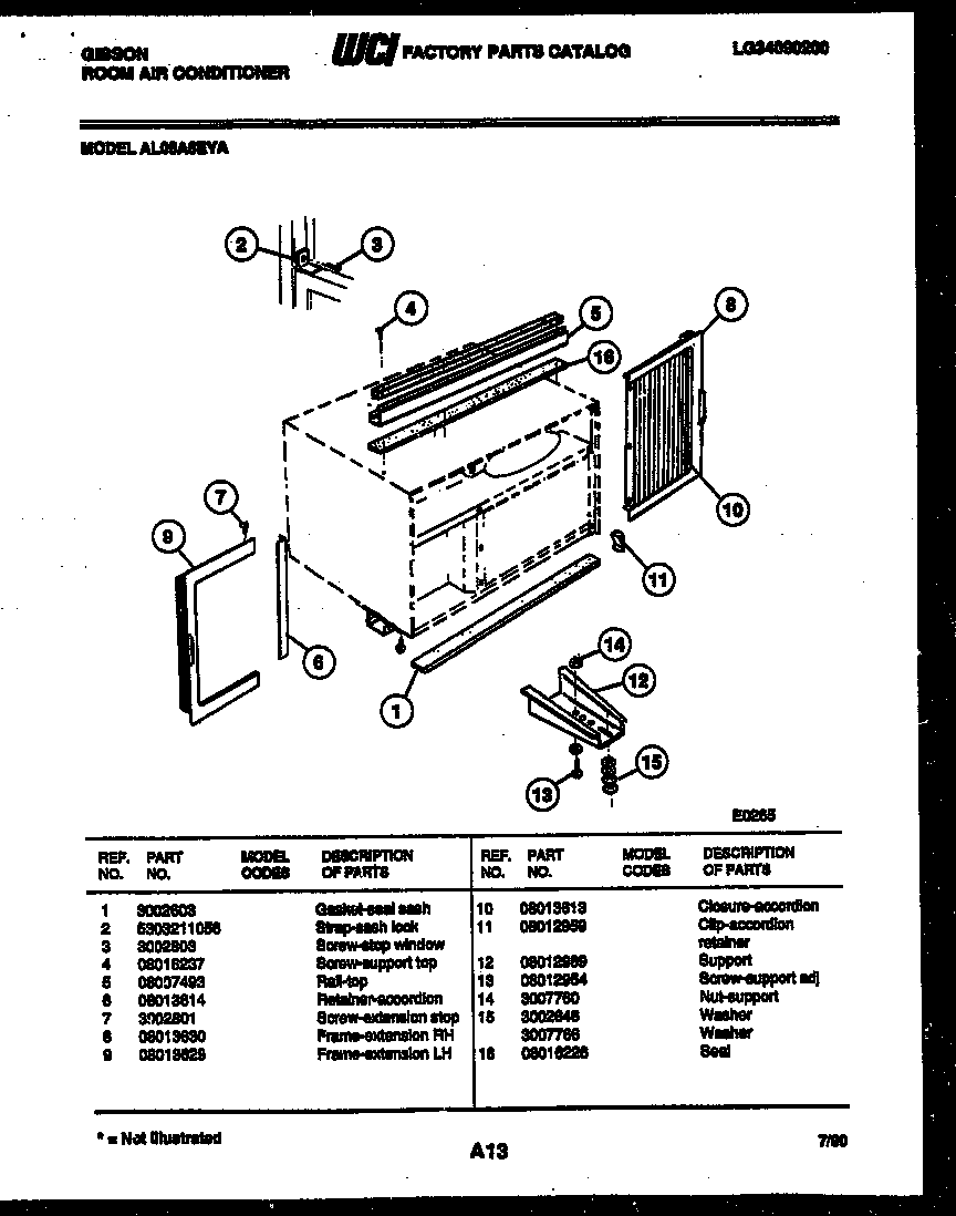 Cabinet and installation parts