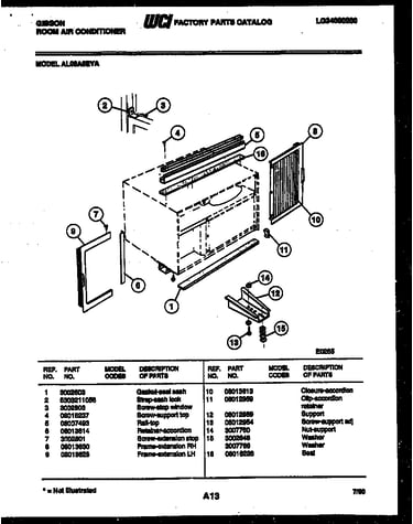 Cabinet and installation parts