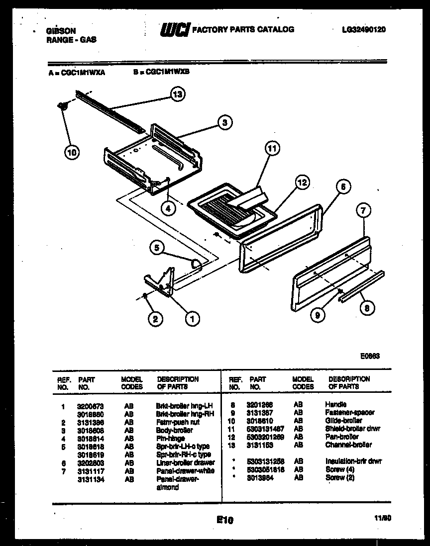 Broiler drawer parts