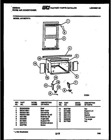 Cabinet and installation parts
