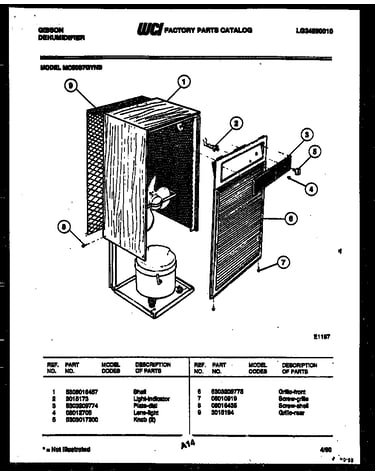 Cabinet and control parts