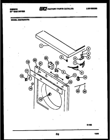 Top, control and miscellaneous parts