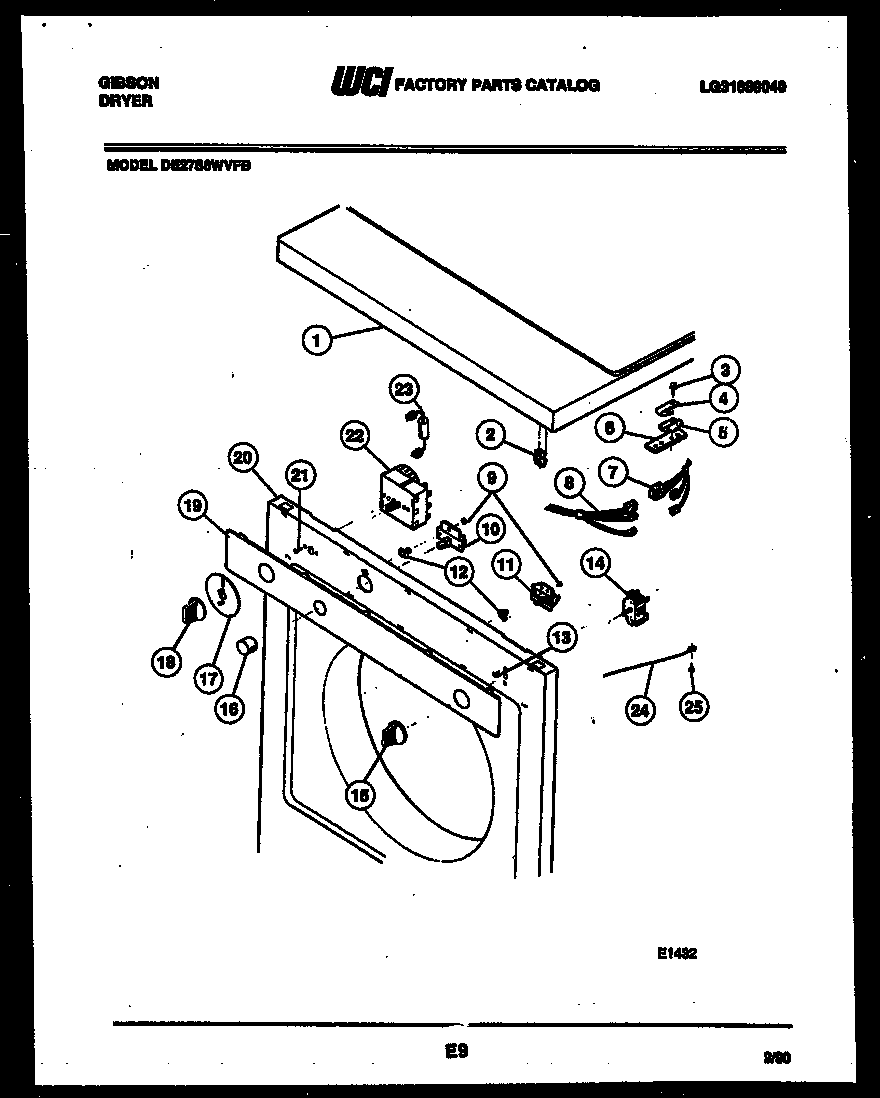 Top, control and miscellaneous parts