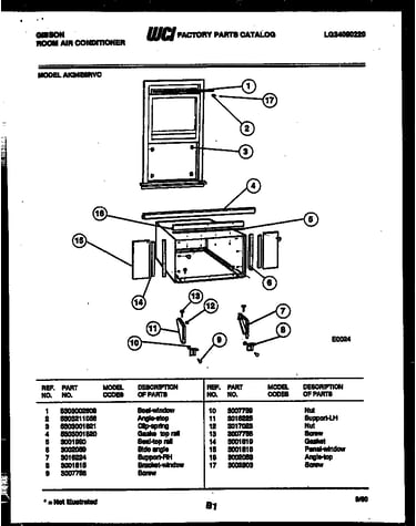 Cabinet and installation parts