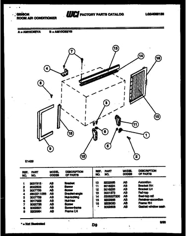 Cabinet and installation parts