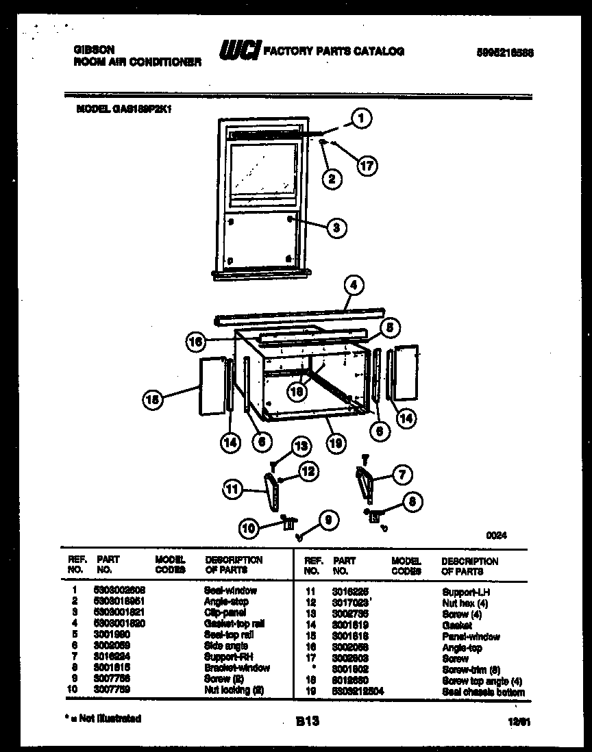 Cabinet and installation parts
