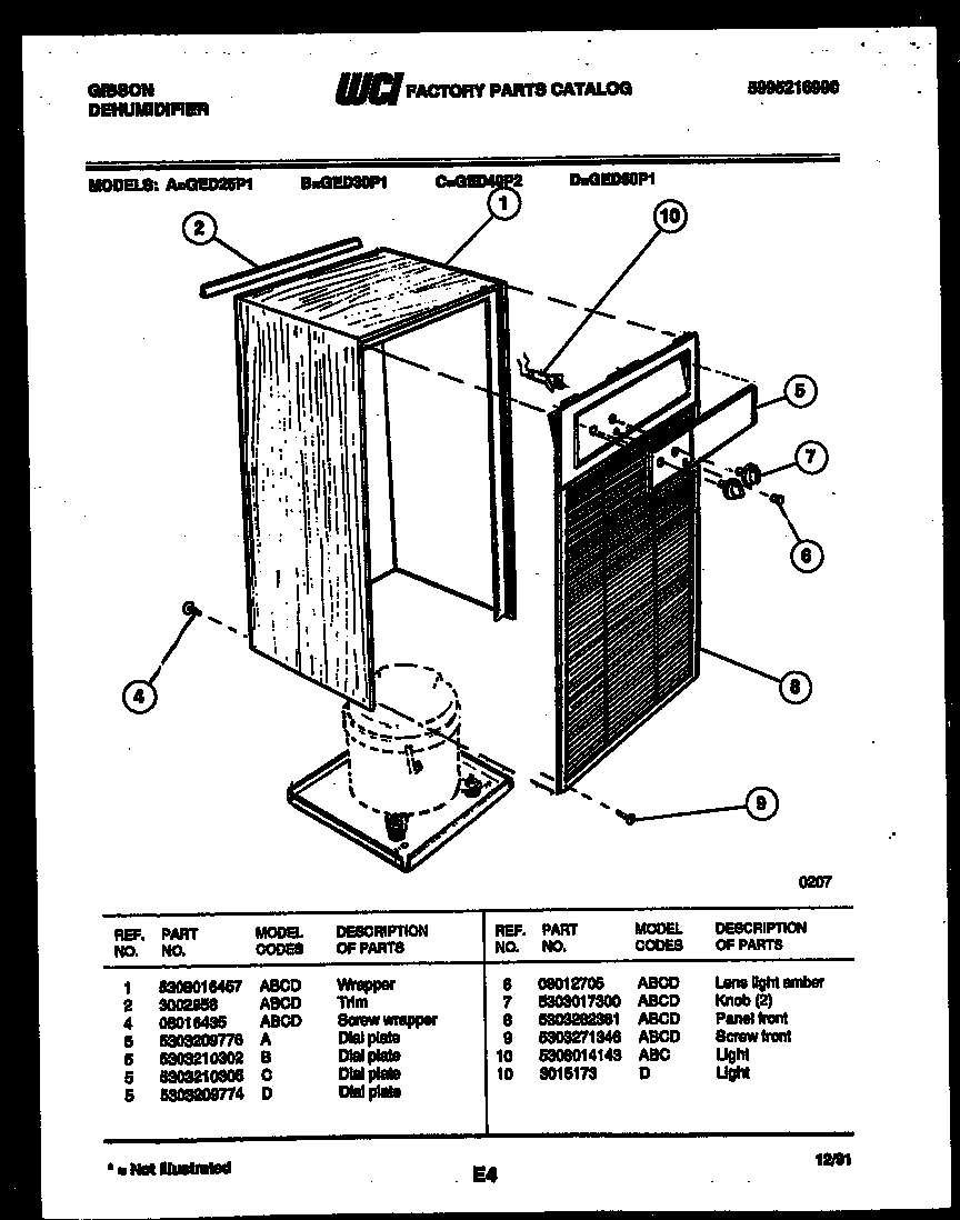 CABINET AND CONTROL PARTS