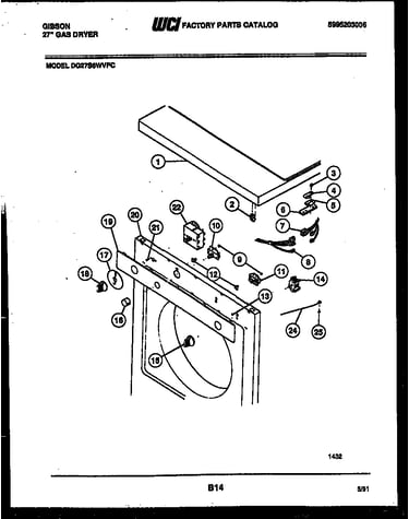 Top, control and miscellaneous parts