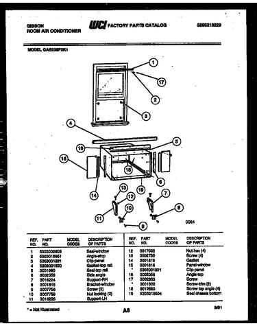 Cabinet and installation parts