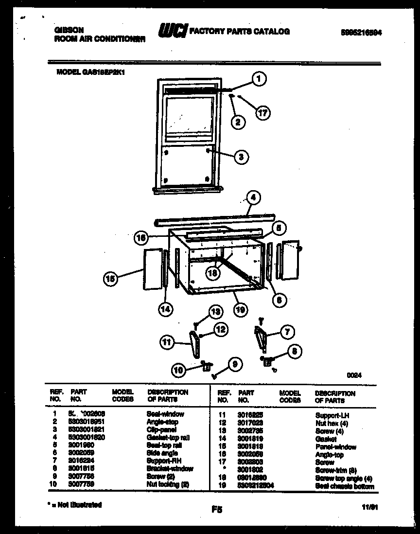 Cabinet and installation parts