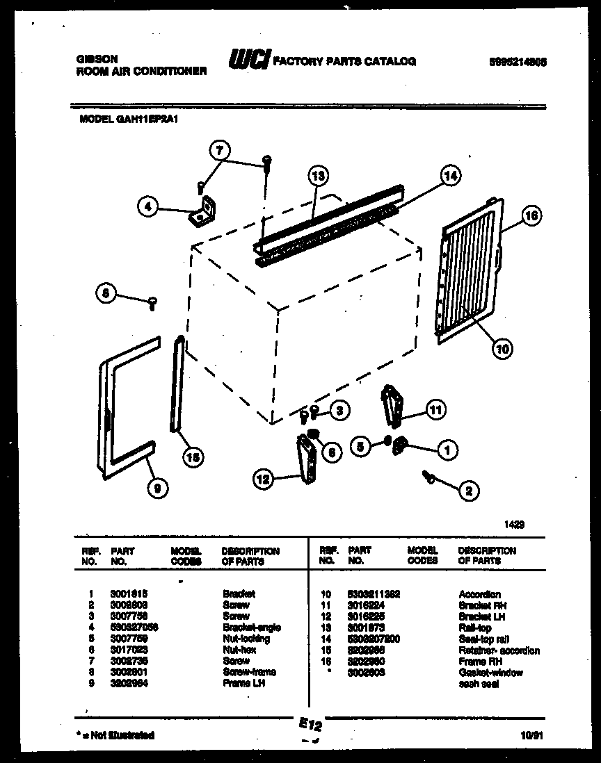 Cabinet and installation parts