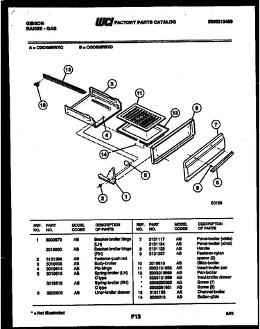 Broiler drawer parts