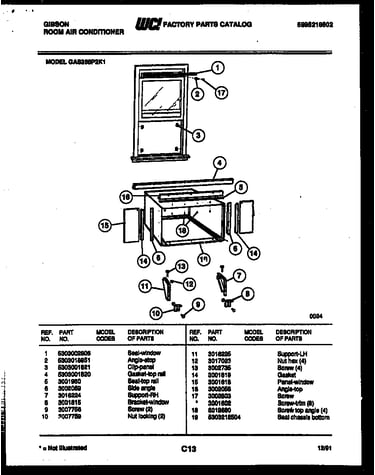 Cabinet and installation parts