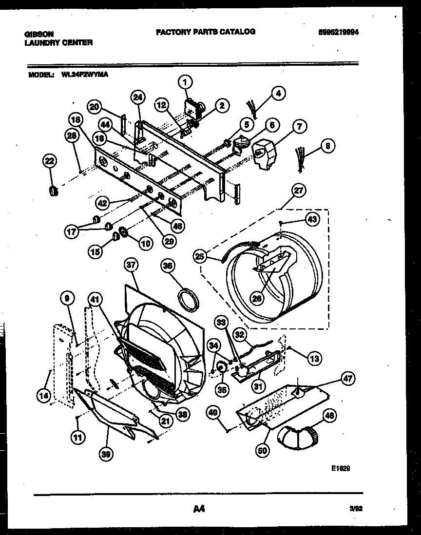 Control, drum and blower parts