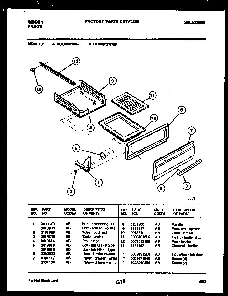 BROILER DRAWER PARTS