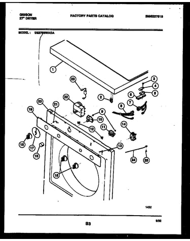 Top, control and miscellaneous parts