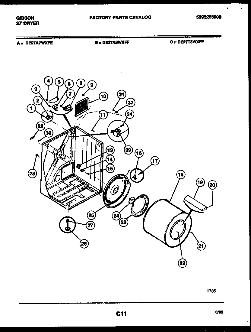 Cabinet and component parts