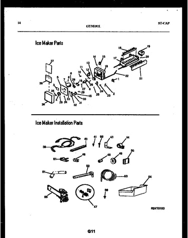 Ice maker and installation parts