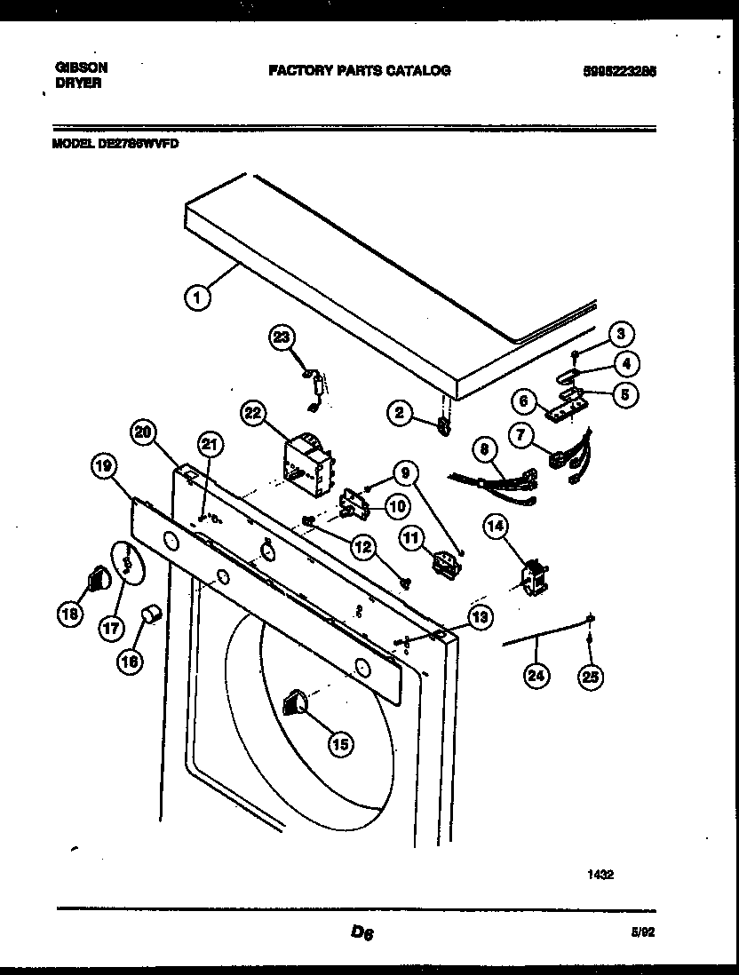 Top, control and miscellaneous parts