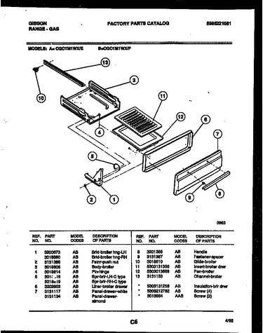 Broiler drawer parts
