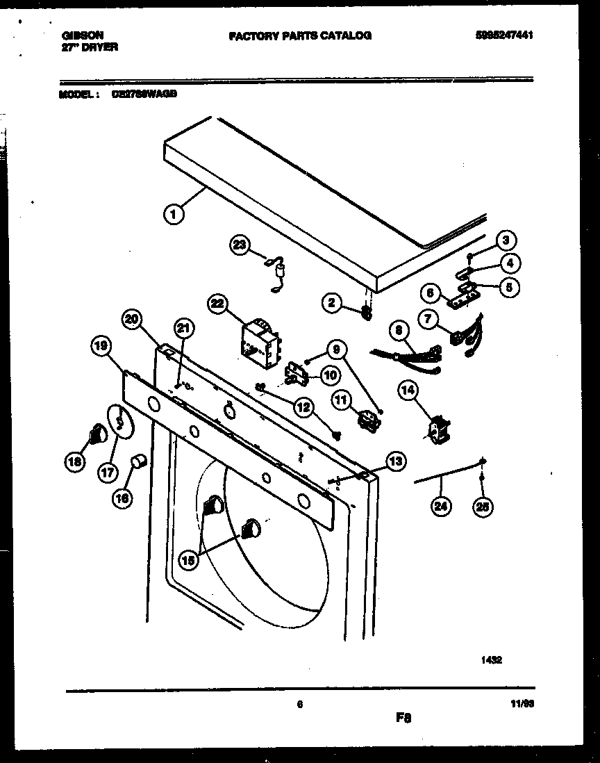 Top, control and miscellaneous parts