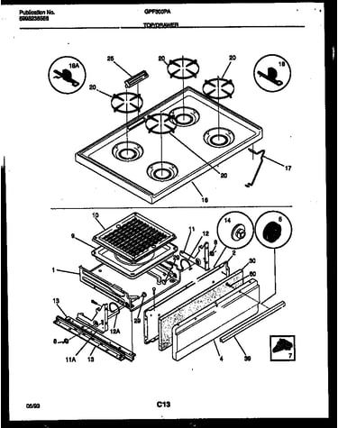 Cooktop and drawer parts