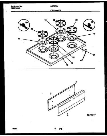 Cooktop and drawer parts