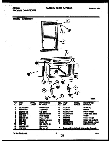 Cabinet and installation parts