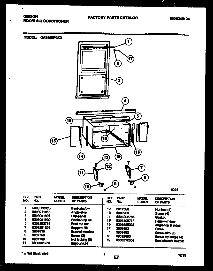 Cabinet and installation parts