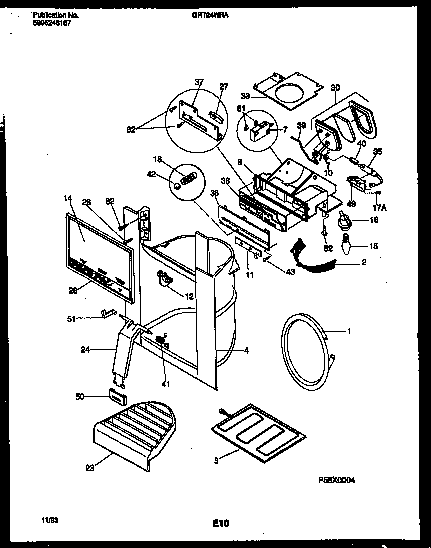 ICE DOOR, DISPENSER AND WATER TANK